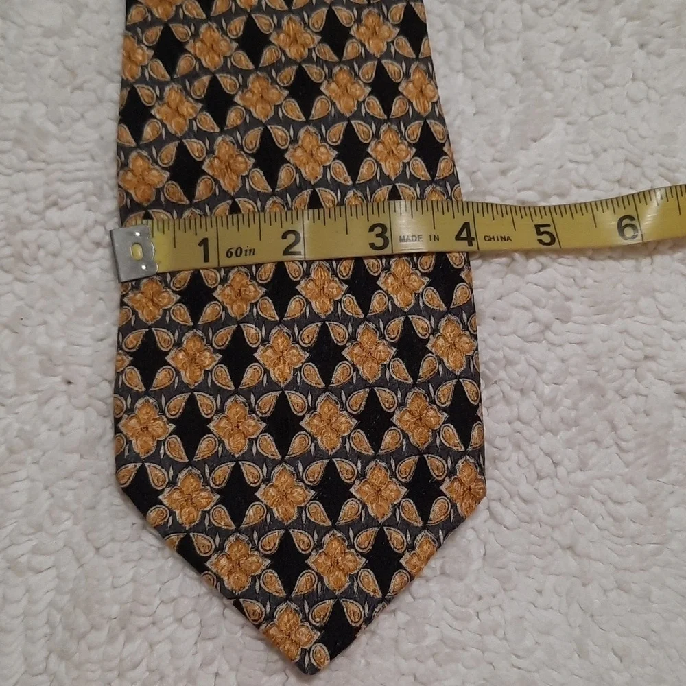 Valentino Black and Gold Floral Silk Tie